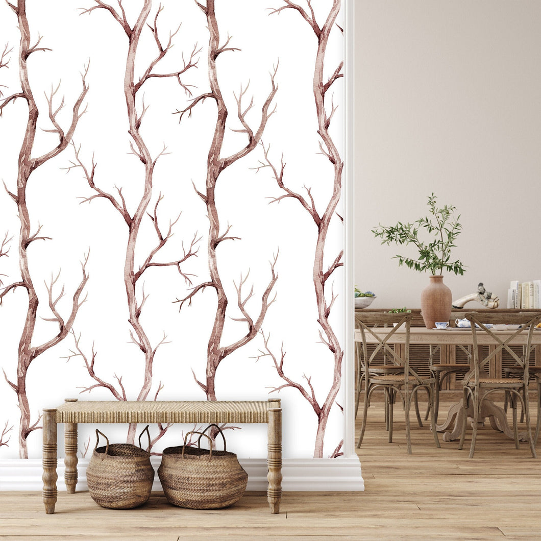 Winter birch trees peel and stick wallpaper