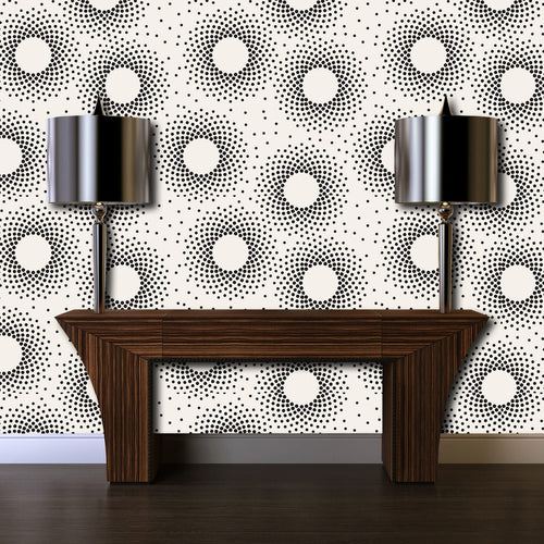 Vintage Mid-Century geometric peel and stick wallpaper.