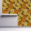 Load image into Gallery viewer, Vintage Mid-century modern floral orange and brown peel and stick wallpaper
