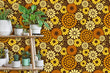 Load image into Gallery viewer, Vintage Mid-century modern floral orange and brown peel and stick wallpaper
