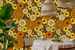 Load image into Gallery viewer, Vintage Mid-century modern floral orange and brown peel and stick wallpaper
