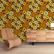 Load image into Gallery viewer, Vintage Mid-century modern floral orange and brown peel and stick wallpaper

