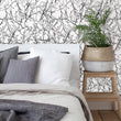 Load image into Gallery viewer, Botanical bare branches black and white peel and stick wallpaper

