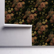 Load image into Gallery viewer, Antique Victorian dark floral rose botanical peel and stick wallpaper

