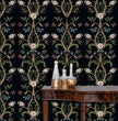 Load image into Gallery viewer, Botanical Victorian dark floral wallpaper
