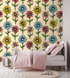 Load image into Gallery viewer, Girls nursery floral peel and stick wallpaper
