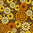 Load image into Gallery viewer, Vintage Mid-century modern floral orange and brown peel and stick wallpaper
