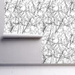 Load image into Gallery viewer, Botanical bare branches black and white peel and stick wallpaper
