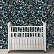 Load image into Gallery viewer, Chinoiserie dark floral peel and stick wallpaper
