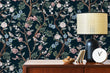 Load image into Gallery viewer, Chinoiserie dark floral peel and stick wallpaper
