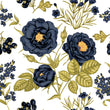 Load image into Gallery viewer, Victorian blue and gold floral peel and stick wallpaper
