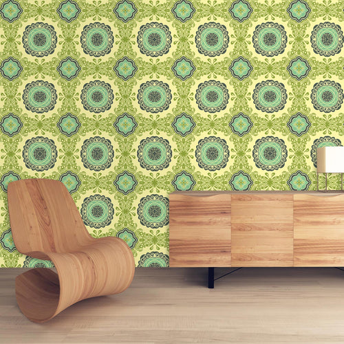 Mid-century Modern green peel and stick wallpaper