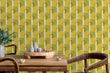 Load image into Gallery viewer, Green and orange Mid-century modern retro peel and stick wallpaper
