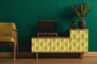 Load image into Gallery viewer, Green and orange Mid-century modern retro peel and stick wallpaper
