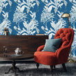 Load image into Gallery viewer, Chinoiserie Wallpaper, Botanical Wallpaper, Peel and Stick Wallpaper, Victorian Wallpaper, Blue Bird Wallpaper, Fabric Wallpaper
