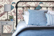 Load image into Gallery viewer, Chinoiseries Victorian bird floral peel and stick wallpaper in bedroom with bed and lamp
