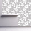 Load image into Gallery viewer, Grey Lily Flower Peel and Stick Wallpaper
