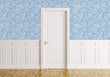Load image into Gallery viewer, Victorian botanical blue birds floral fabric peel and stick wallpaper
