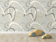 Load image into Gallery viewer, Vintage Mid-century modern grey peel and stick fabric wallpaper
