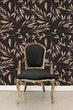 Load image into Gallery viewer, Black and gold leaves peel and stick wallpaper
