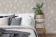 Load image into Gallery viewer, Grey botanical leaf fabric peel and stick wallpaper
