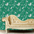 Load image into Gallery viewer, Victorian Chinoiseries bird dark floral fabric blend peel and stick wallpaper
