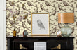 Load image into Gallery viewer, Victorian pheasants illustrated fabric blend peel and stick wallpaper
