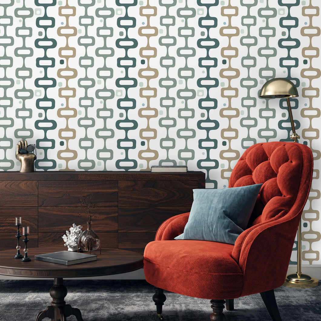 Geometric Mid-century modern peel and stick wallpaper