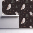 Load image into Gallery viewer, Peel and stick woodland owl dark wallpaper
