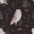 Load image into Gallery viewer, Peel and stick woodland owl dark wallpaper
