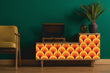 Load image into Gallery viewer, Orange geometric Mid-century modern peel and stick wallpaper
