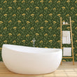 Load image into Gallery viewer, Green Victorian dark floral wallpaper
