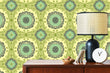 Load image into Gallery viewer, Mid-century Modern green peel and stick wallpaper
