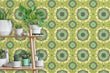 Load image into Gallery viewer, Mid-century Modern green peel and stick wallpaper
