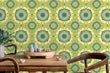 Load image into Gallery viewer, Mid-century Modern green peel and stick wallpaper
