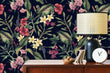 Load image into Gallery viewer, Antique Chinoiserie botanical dark floral peel and stick wallpaper
