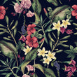 Load image into Gallery viewer, Antique Chinoiserie botanical dark floral peel and stick wallpaper
