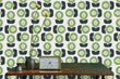 Load image into Gallery viewer, Vintage floral Mid-century Modern blue and green peel and stick wallpaper
