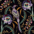 Load image into Gallery viewer, Black Chinoiseries Victorian bird peel and stick wallpaper

