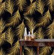Load image into Gallery viewer, Gold and black Art Deco feather peel and stick wallpaper
