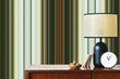 Load image into Gallery viewer, Mid-Century Modern striped brown and green peel and stick wallpaper
