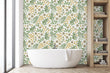Load image into Gallery viewer, Farmhouse country botanical floral purple, orange and green peel and stick wallpaper
