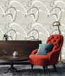 Load image into Gallery viewer, Vintage Mid-century modern grey peel and stick fabric wallpaper
