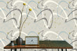Load image into Gallery viewer, Vintage Mid-century modern grey peel and stick fabric wallpaper

