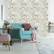 Load image into Gallery viewer, Vintage Mid-century modern grey peel and stick fabric wallpaper

