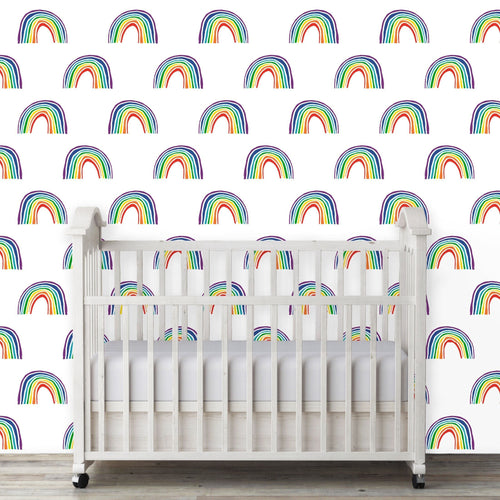 Scandinavian Wallpaper, Rainbow Wallpaper, Nordic Nursery Wallpaper, Peel and Stick Wallpaper, Kids Wallpaper, Fabric Wallpaper