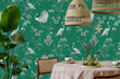 Load image into Gallery viewer, Victorian Chinoiseries bird dark floral fabric blend peel and stick wallpaper
