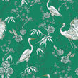 Load image into Gallery viewer, Victorian Chinoiseries bird dark floral fabric blend peel and stick wallpaper
