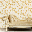 Load image into Gallery viewer, Brown and pink Victorian floral fabric blend peel and stick wallpaper
