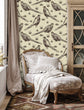 Load image into Gallery viewer, Victorian pheasants illustrated fabric blend peel and stick wallpaper
